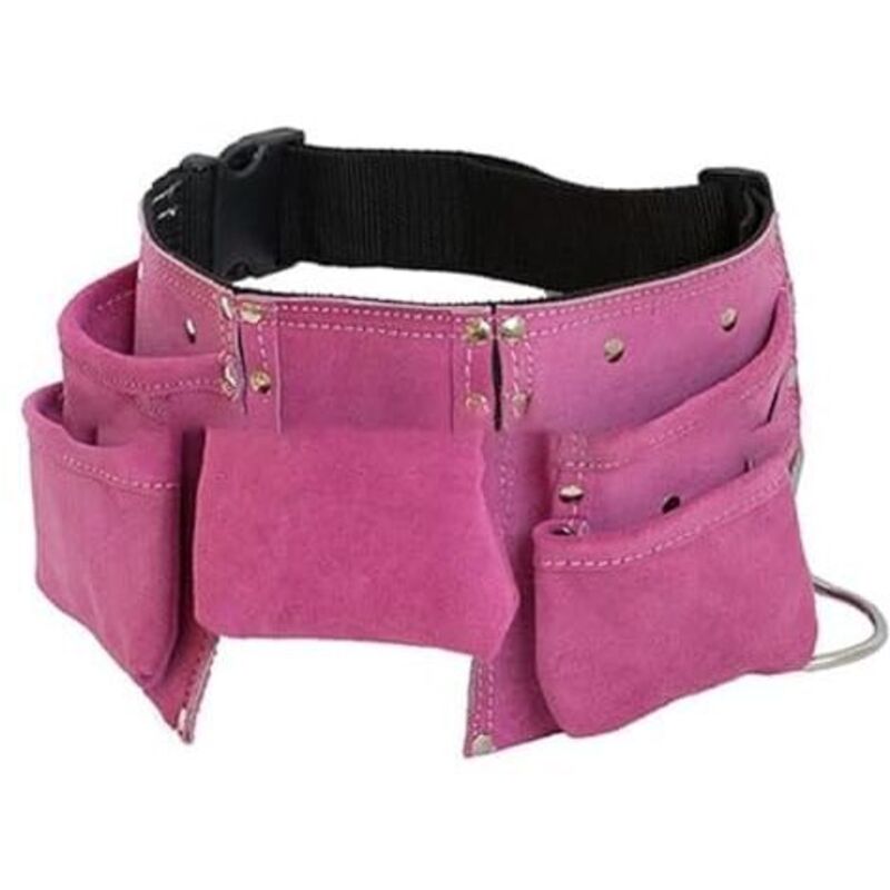 34 x 20 cm Leder-Werkzeuggürtel für Kinder, Leder-Werkzeuggürtel, Hüfttasche für Outdoor-Arbeitswerkzeuge aus Leder, Gartenbedarf (Pink) - KZQ