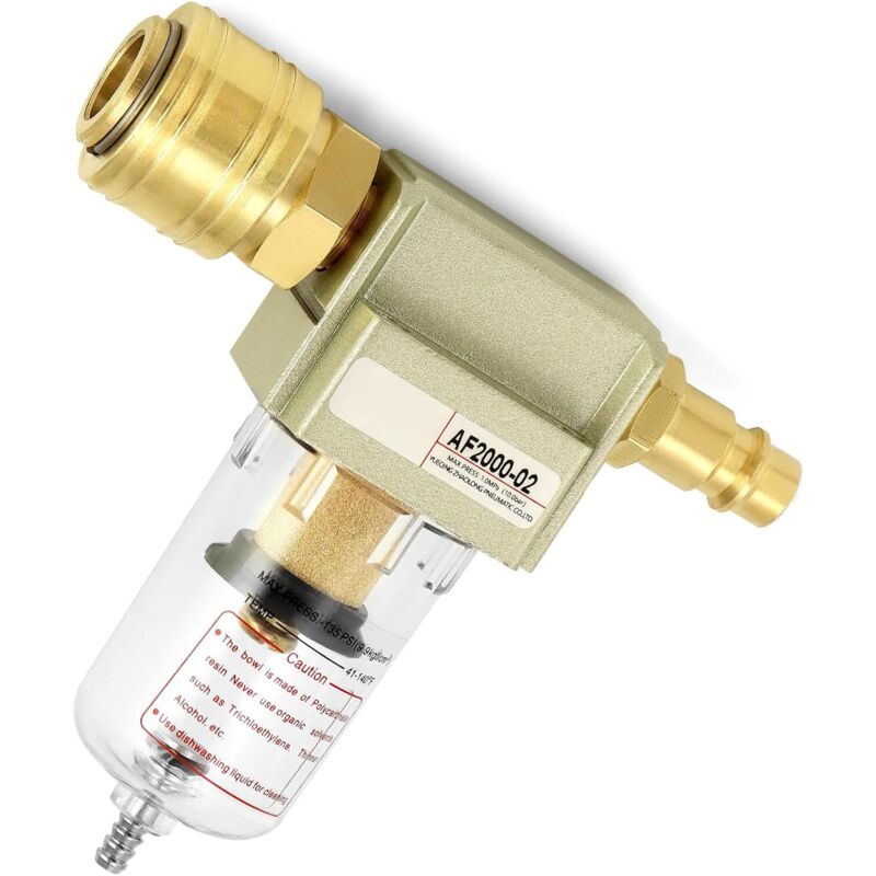 4,4 × 2,6 × 26 cm) Druckluftfilter, Öl-Wasser-Abscheider, Druckluft-Wasser-Abscheider, 1/4 Zoll, mit Schnellanschluss - Csparkv