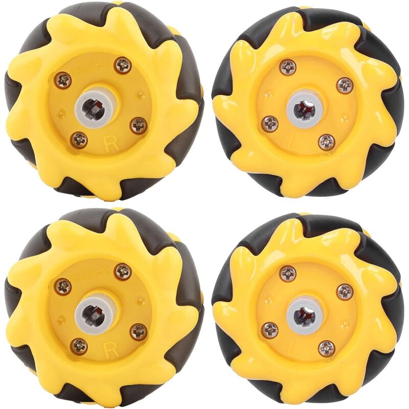 4,8 × 2,5 × 0,9 cm) (2 x linkes Rad, 2 x rechtes Rad) Mecanum-Radsatz Omnidirektionales Rad 48 mm / 1,9 Zoll Smart Robot Car Autoteile Zubehör diy