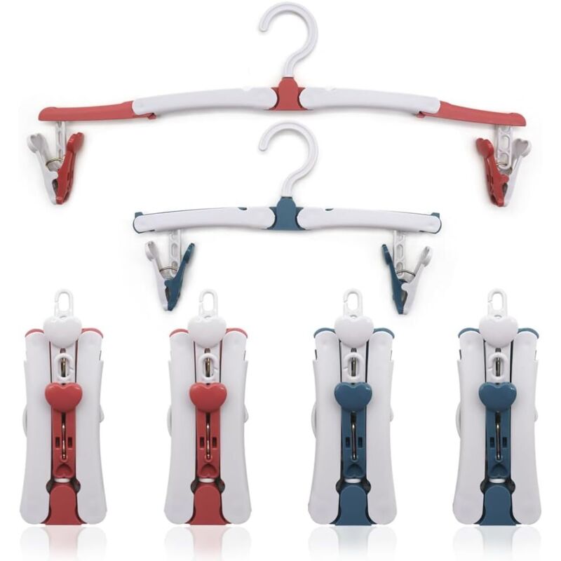 6 Stück Faltbare Kleiderbügel, Reise Faltbare Kleiderbügel mit Clip, Tragbare Faltbare Reise-Kleiderbügel, Kunststoff Klappbarer Kleiderbügel, 360