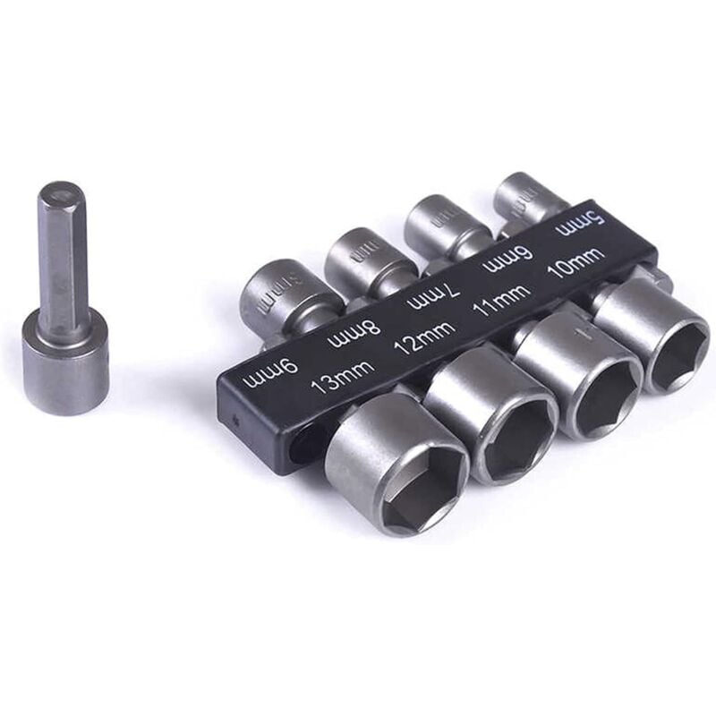 9-teiliges 5-13-mm-Steckschlüsselsatz, Bit-Steckschlüsselsatz, für 1/4-Zoll-Sechskantschaftbohrer, Elektroschrauber und Bohrmaschinen, Akkuschrauber