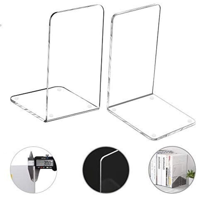 Buchstützen aus Acryl-Kunststoff, 3 Paar – dekorativ für Schlafzimmer, Bibliothek, Büro, Schulbedarf, Schreibwaren, Geschenk - Csparkv