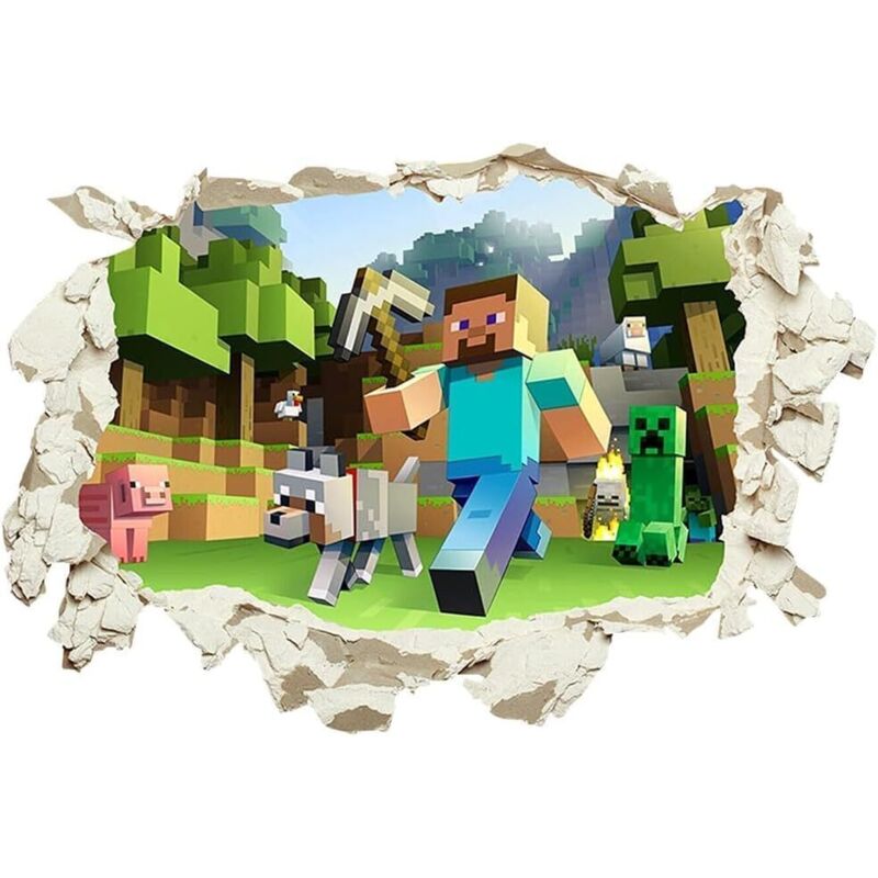 Csparkv - Gamer-Poster, Wanddekoration, 40 x 60 cm, Mine-Craft, 3D-Wandaufkleber, Cartoon-Spiel-Wandaufkleber, Spiel-Cartoon-Wandaufkleber für