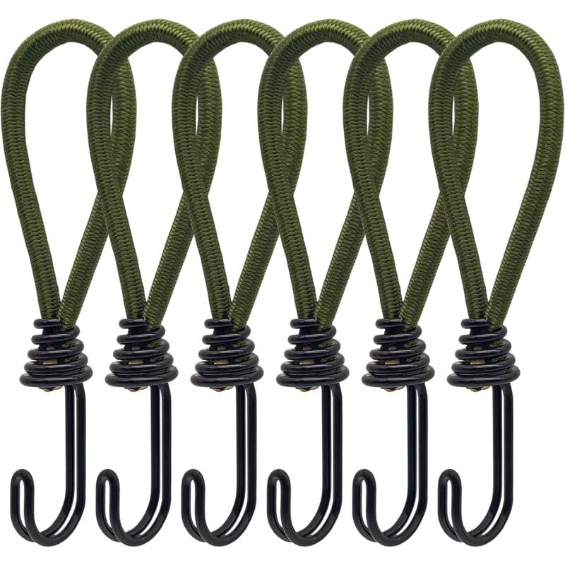 Csparkv - Gummi-Bungee-Seile mit Spiralhaken für Zelte, Planen, PVC-Banner, Pavillons, Trampoline, Sonnensegel, 6 Stück