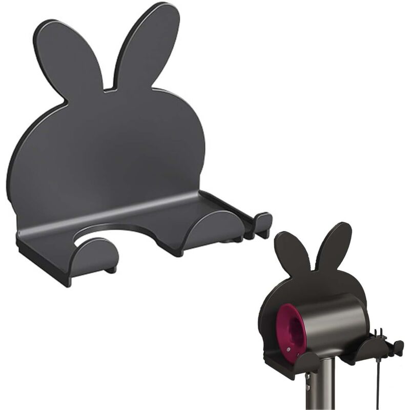 Csparkv - Haartrocknerhalter zur Wandmontage, Haartrockneraufhänger ohne Bohren, schwarze Haartrockneraufbewahrung, Haartrocknerhalter, Haarglätter