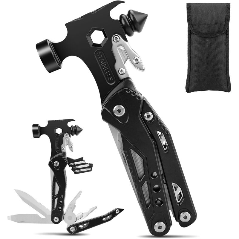 Csparkv - Herrengeschenk, 15-in-1-Multifunktionswerkzeug aus Edelstahl, Gadget für Survival, Camping, Wandern, Zubehör, Geschenkidee für Männer,