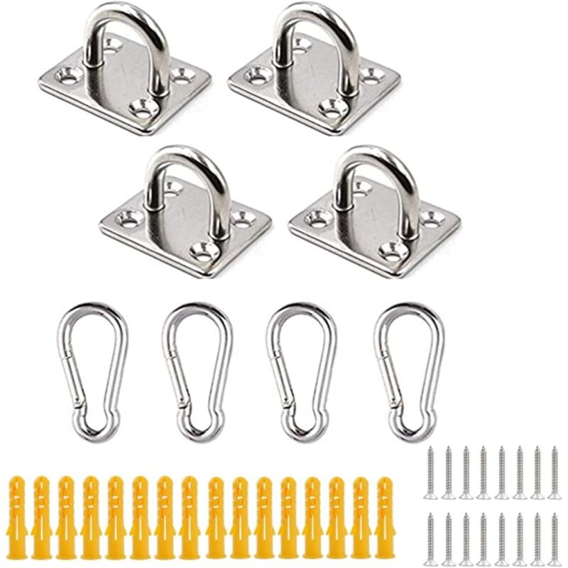 CSPARKV Ösenplatten aus Edelstahl, robustes Hardware-Kit für Terrassenschirmsegel, für Sonnenschirm-Montagezubehör, Hardware zum Aufhängen von