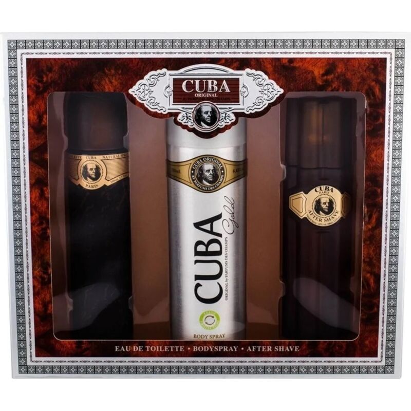 CUBA Gold Set für Herren: Cuba Gold Original Eau de Toilette 100 ml + Cuba Gold Original Aftershave 100 ml + Cuba Gold Original Parfümiertes