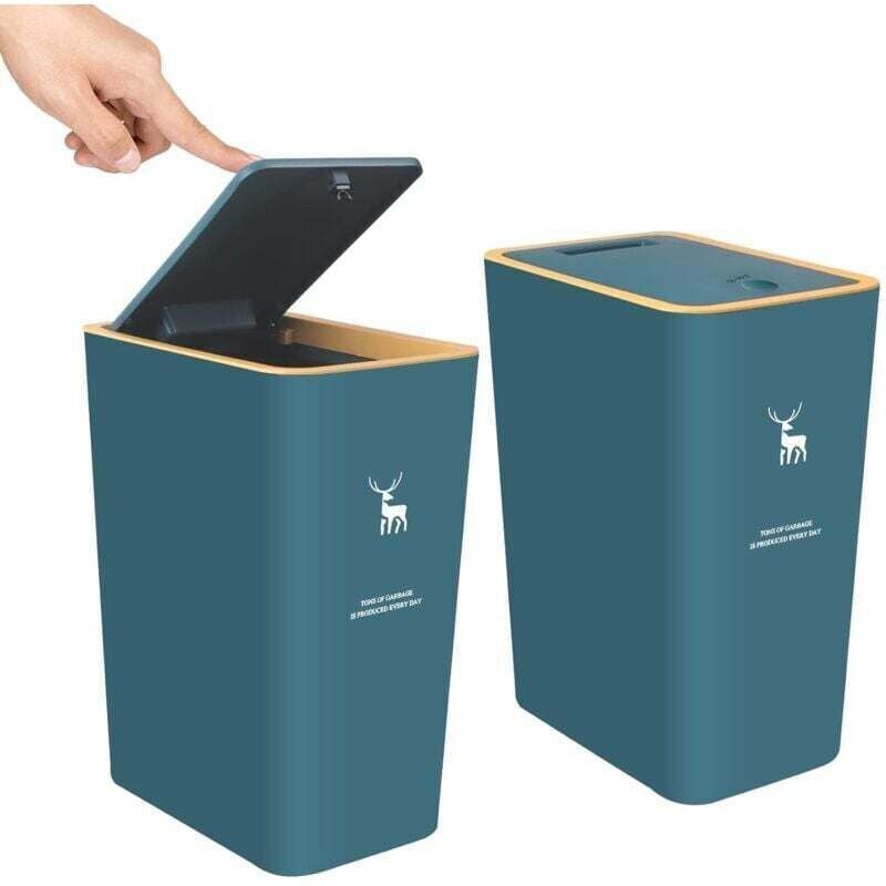 Cubo de basura con tapa, juego de 2 cubos de basura de 4 galones/15 litros con tapa a presión, cubo de basura pequeño, a prueba de perros, cubo de