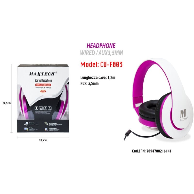 Maxtech - Trade Shop - cuffs mit attacco 3.5 mm pc computer mac notebook MP3 portatili CU-F003 -