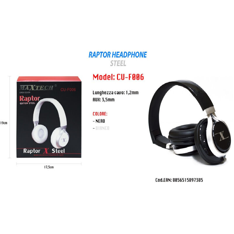 Trade Shop - CUFFS MIT MICROFONO FILO 3.5 MM PC COMPUTER MAC NOTEBOOK MP3 PORTATILI MAXTECH CU-F006 -