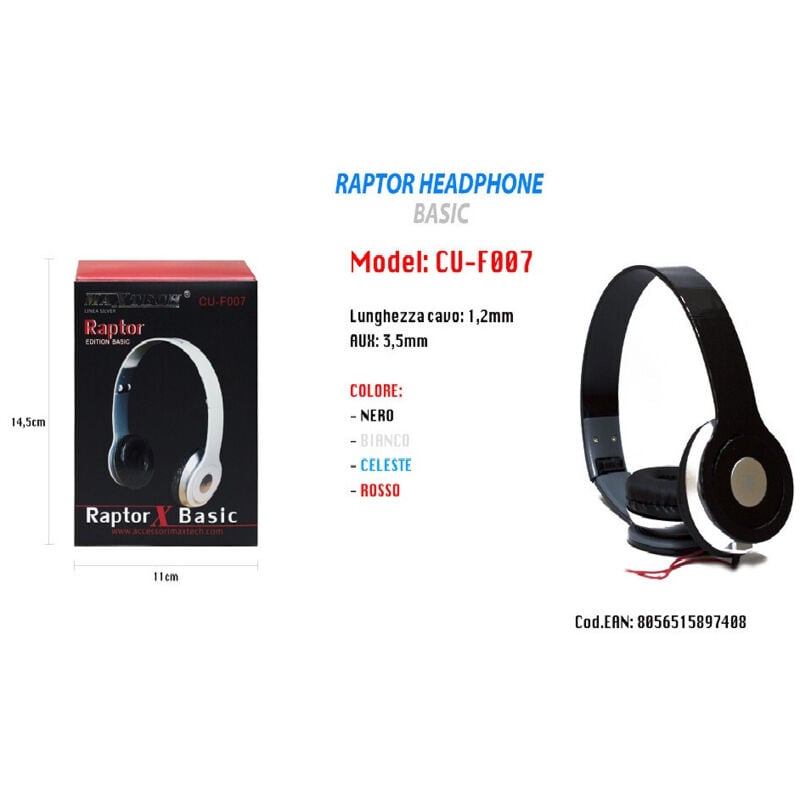 Maxtech - Trade Shop - Tragbare Kopfhörer 3,5 mm pc Computer Mac Notebook MP3 Musik Edition Basic CU-F007 -