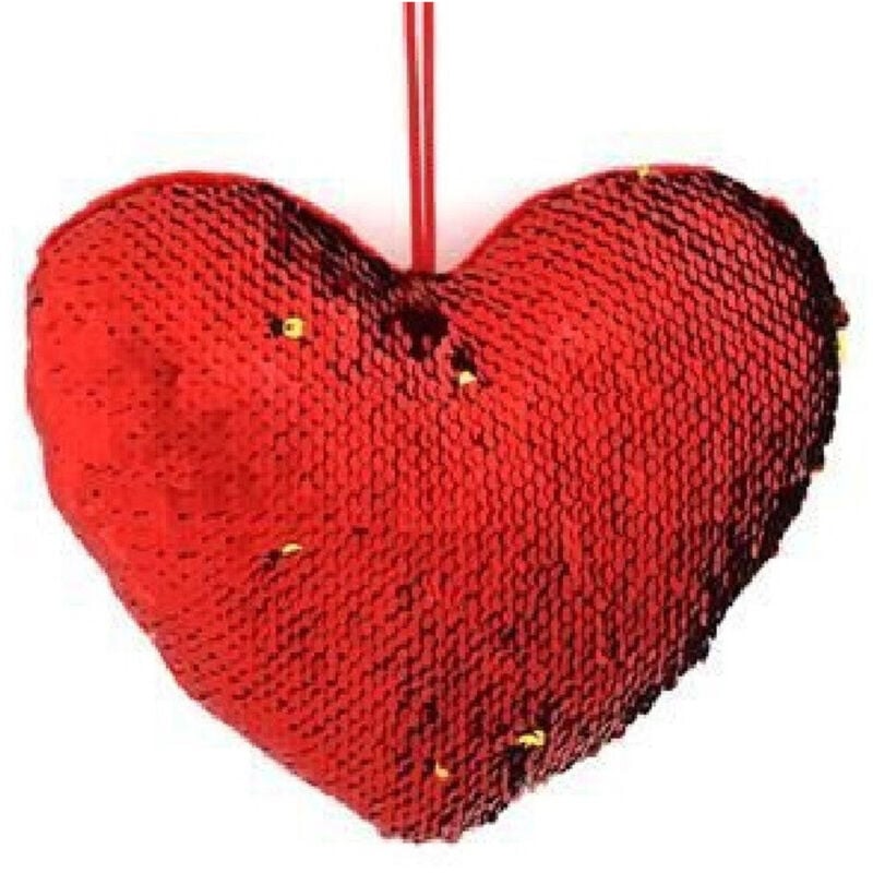 Trade Shop Traesio - Trade Shop - cuore paillets bicolore 20X16CM appendino idea regalo san valentino 2 models -