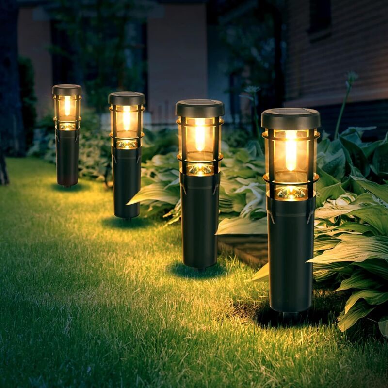 Czoele Solarleuchten für den Garten, 4er-Pack Solarleuchten Garten IP65 Wasserdichte Solar-Gartenbeleuchtung Landschaftsbeleuchtung mit warmweißem