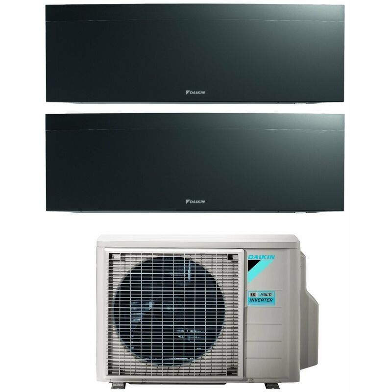 Bluevolution Dual Split Inverter Klimagerät Serie emura black iii 12+15 mit 2MXM50A R-32 Wi-Fi Integrated 12000+15000 Farbe Schwarz Italienische