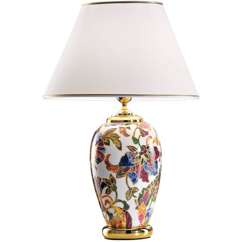 Damasco - Lifestyle Stoff Tapered Shade Tischleuchte Poliertes Gold, 1x E27 - Kolarz