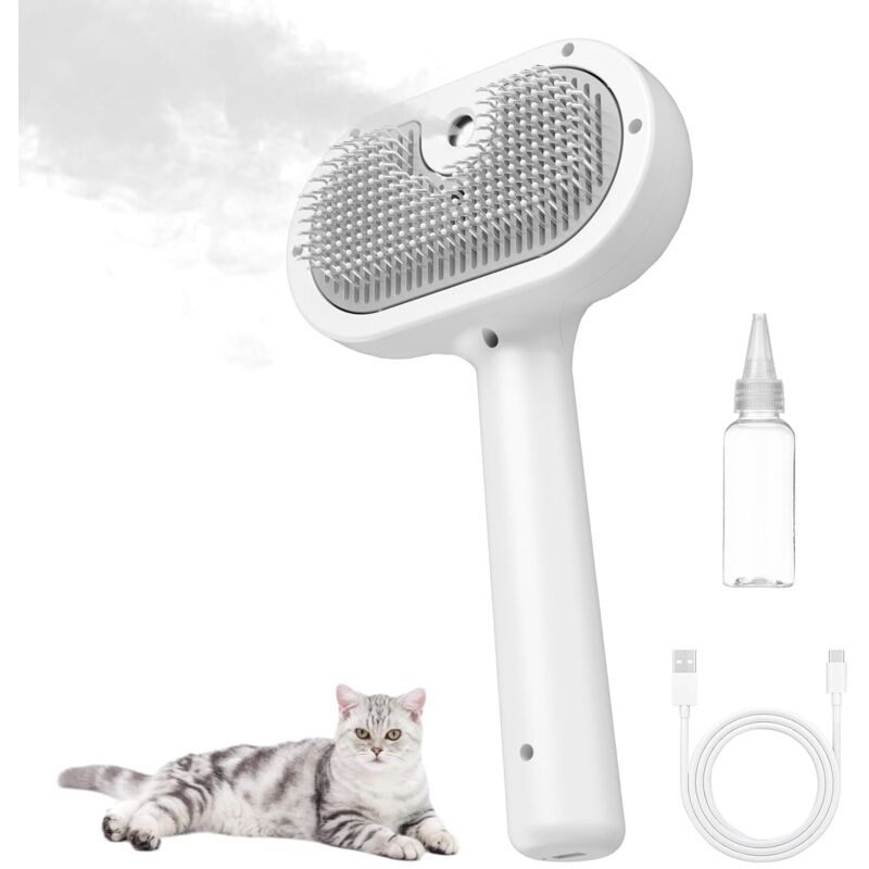 Dampfbürste für Katzen, 3-in-1-Dampfbürste für Hunde und Katzen, Haustierpflegegerät, beseitigt Beschwerden, geeignet für Massage und Styling