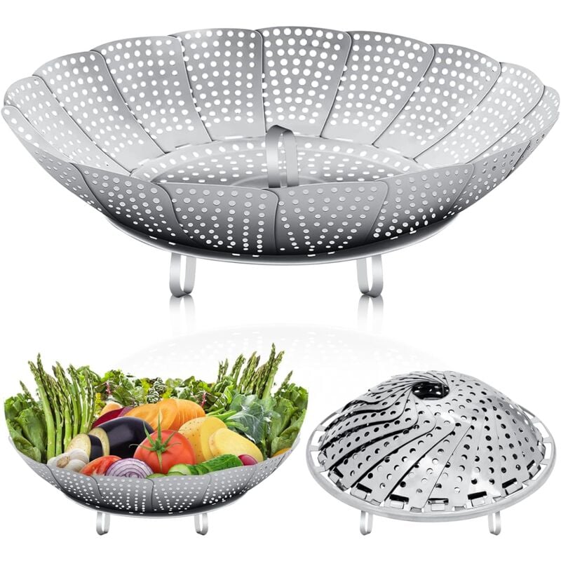 Dampfgareinsatz: Dampfgar-Einsatz für alle Töpfe von 18 bis 27 cm (Dampfgarereinsatz) FüR KochtöPfe GemüSedäMpfer Zusammenklappbar Steamer Insert FüR