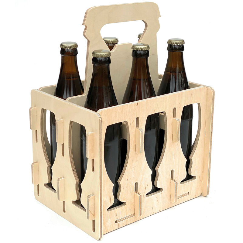 Bierträger aus Holz 6 Flaschen Flaschenträger 96141 Flaschenkorb Männerhandtasche Bier - Dandibo