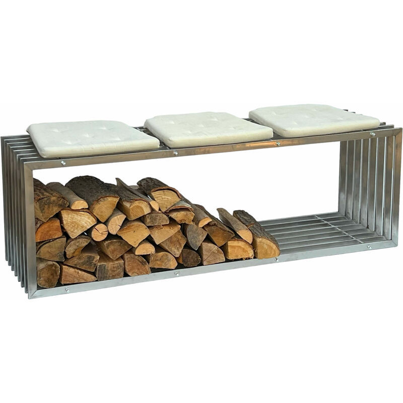 Dandibo - Kaminholzregal Innen Edelstahl Metall Kaminholzständer 96429 Brennholzregal 150 cm Holzkorb Kaminholzhalter