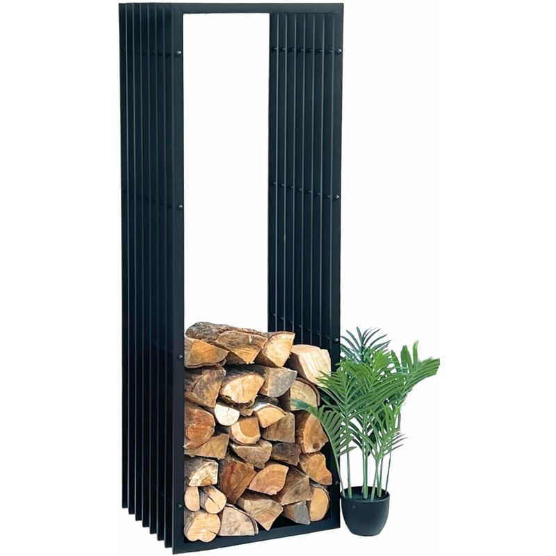 Dandibo - Kaminholzregal Innen Metall Schwarz Kaminholzständer 96430 150 cm Holzkorb Kaminholzhalter Holzregal