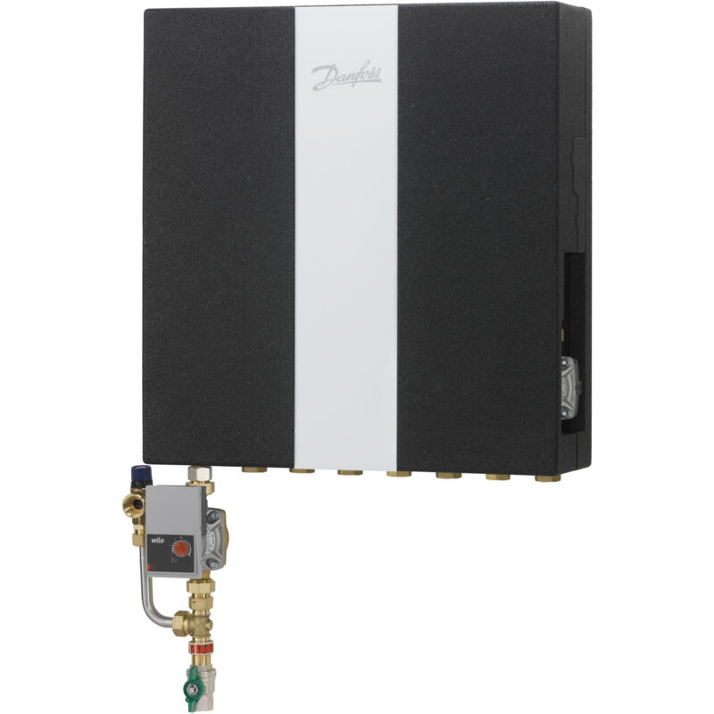 Danfoss Wohnungsstation Evoflat MSS 2 NT-Heizung, 45kW, Dämmhaube, Hygiene Temperatur Kontrolle (HTC), Zirkulation