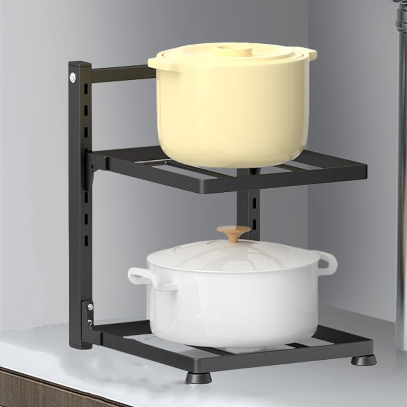 Das zweistöckige Topfregal für unter die Spüle bietet Platz für gusseiserne Töpfe und Backformen.