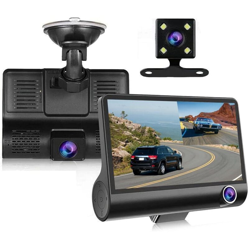 Ineasicer - Dashcam – Upgrade auf 3 Kameras für Autokamera, Frontkamera, Rückkamera, Loop-Aufnahme im Auto, G-Sensor-Dashcam