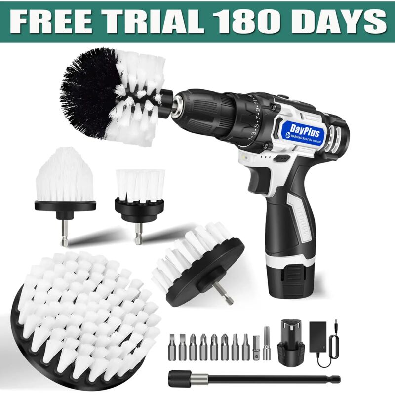 DayPlus Akkuschrauber mit 2x 1500mAh Li-Ion Akkus Akku Bohrschrauber Bürstenset dhl