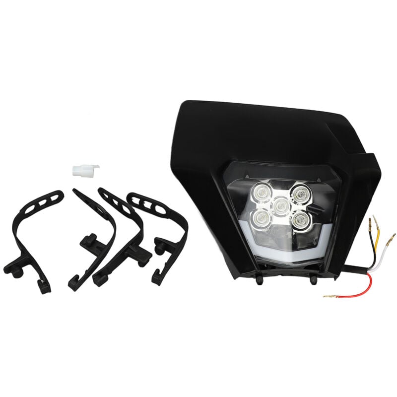 Zoternen - dc 12V Offroad-Motorrad-LED-Scheinwerferlampe mit hoher Helligkeit und Verkleidung für Dirtbike-Licht, schwarze Modifikation