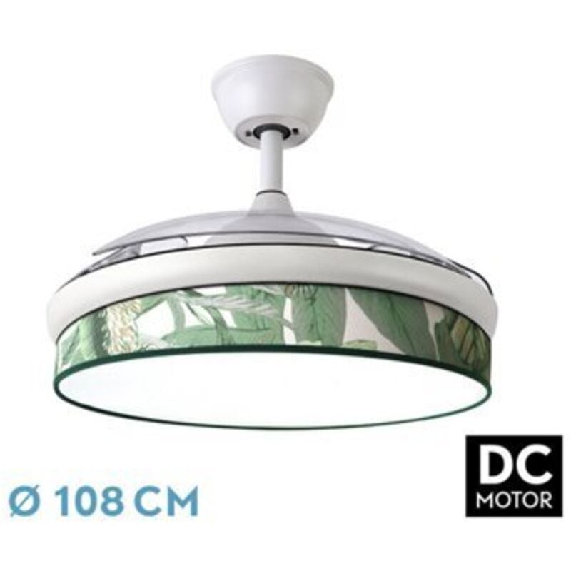 Ventilator --Ventilator DC FASHION White mit three ABS-Klappflügeln und Diffusor de Green Leaf 6 einstellbare Geschwindigkeiten 3 Temperaturen de