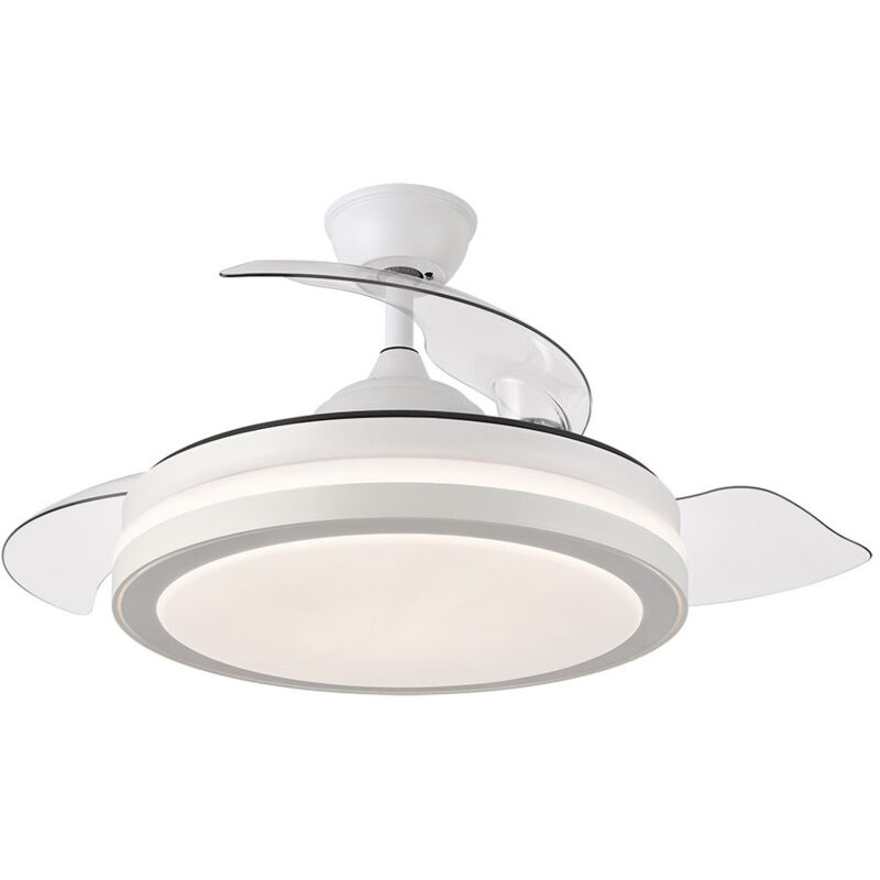 Fabrilamp - esparta Fan de ceiling with led light, motor dc, colour white, retractable blades, remote control aa, timer, memory de light, 3 shades y