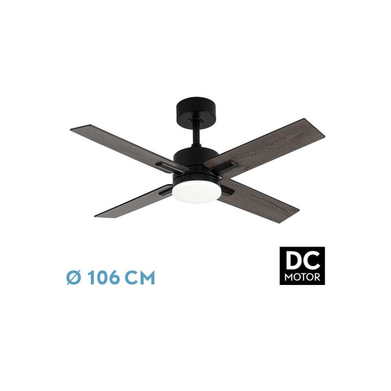 Fabrilamp - Ventilator dc talco - Ventilator - Schwarz mit vier umschaltbaren Flügeln in der Farbe Schwarz/Grau 3 Temperaturen deLicht wählbar mit