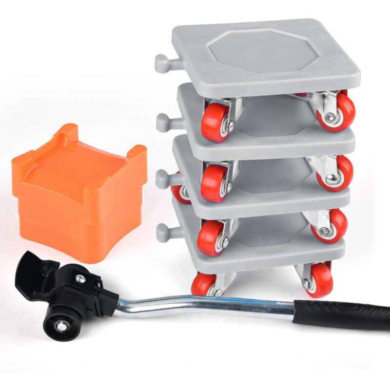 Decdeal 8-teiliger Mobiler Mover, Möbeltransporter mit Rädern, Nutzlast 500kg (Grau)