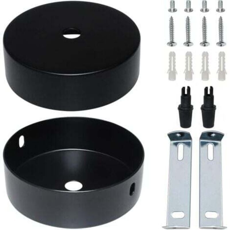 Deckenbaldachin, 80 x 20 mm, schwarze Deckenrosette, Drahtabdeckung für Kronleuchter mit Installationszubehör für Pendelleuchte oder Kronleuchter im