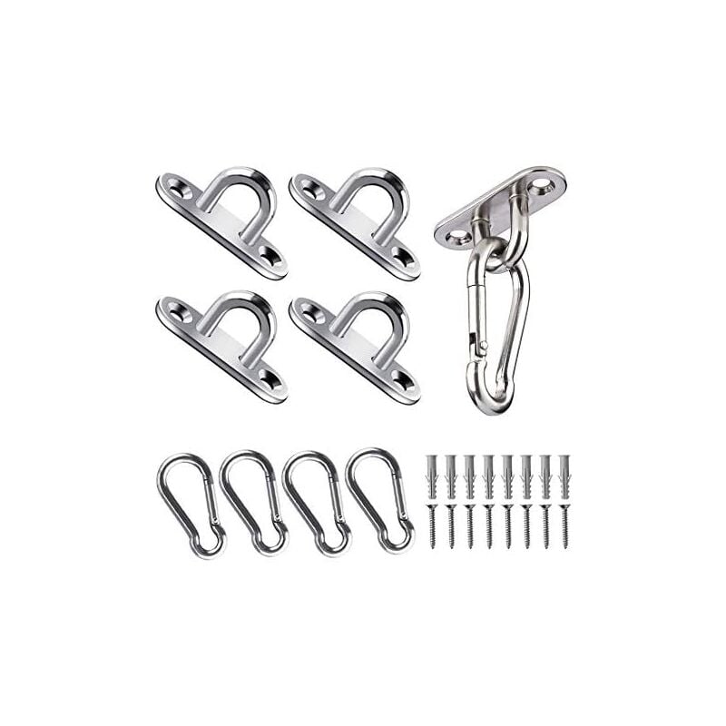 Memkey - Deckenhaken, 50 kg Tragkraft, längliche Augenplatten aus Edelstahl für Yoga-Schaukeln, Hängematten, Markisen, Bootszubehör (24 Stück)