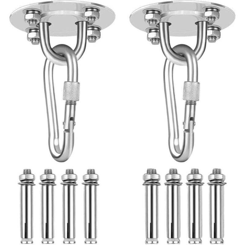 Deckenhaken, c Aufhängehaken-Set, robuste Haken aus Edelstahl für Hängesessel, c, Sling Trainer, Boxsack – Silber