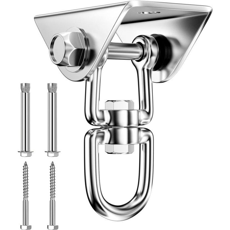 Odipie - Deckenhaken, robust, Edelstahl, 450 kg Tragkraft, 360° drehbar, Schaukel-Hängehaken mit Schraubenbefestigung für Hängesessel, Schaukel,