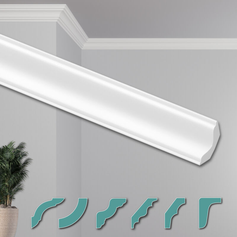 O Deckenleisten modern xps Styropor weiß, 2 Meter Stuckleisten Styroporleisten: ZG16 - 45 x 45 mm, 20 Meter Sparpaket - Hexim