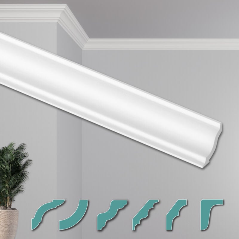 O Deckenleisten modern xps Styropor weiß, 2 Meter Stuckleisten Styroporleisten: ZG13 - 40 x 40 mm, Max. Paket (bester Meterpreis) - Hexim