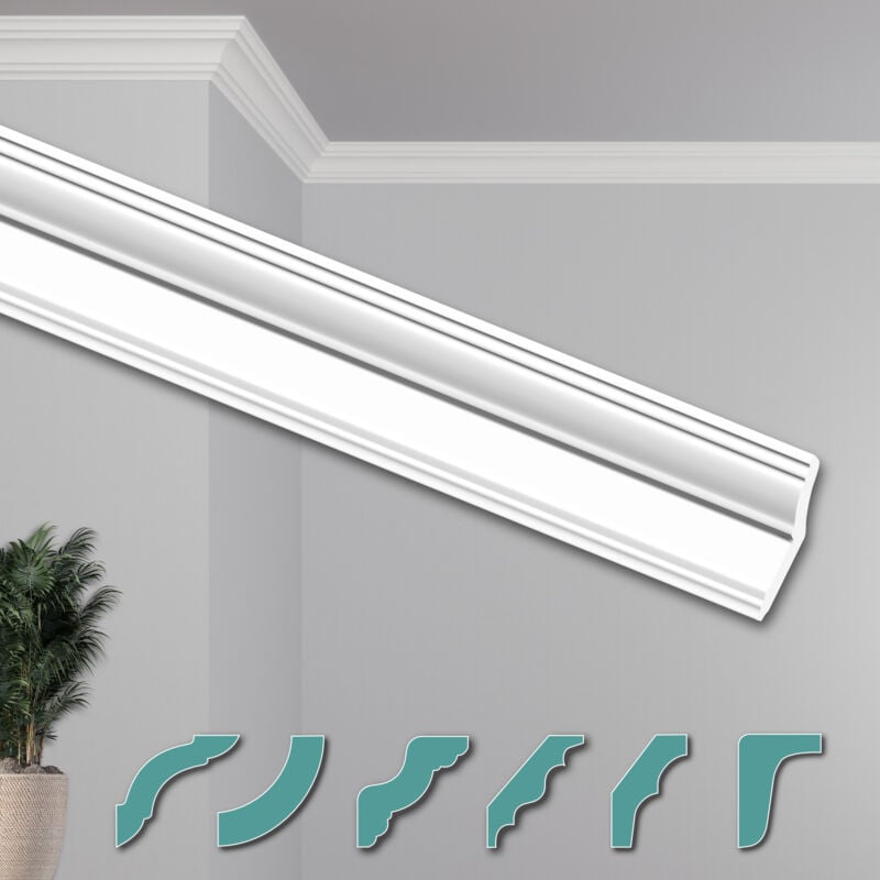 O Deckenleisten modern xps Styropor weiß, 2 Meter Stuckleisten Styroporleisten: ZG31 - 75 x 30 mm, Max. Paket (bester Meterpreis) - Hexim