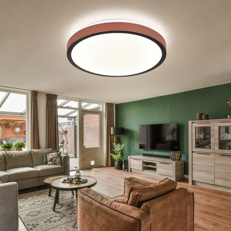 Globo - Deckenleuchte cct Deckenlampe Rundleuchte Wohnzimmerlampe braun led Deckenlampe, Aluminium, Metall, Acryl, 1x led 12 Watt 637 Lumen