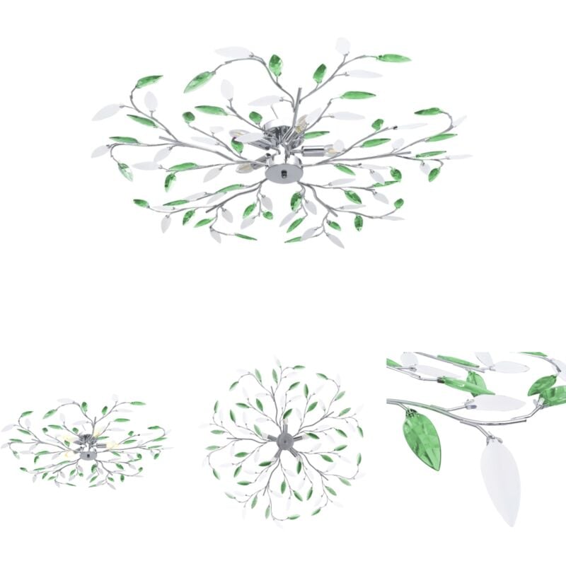 The Living Store Deckenleuchte mit Acrylglas-Blätter für 5 x E14-Lampen Grün - Deckenleuchten - Grün