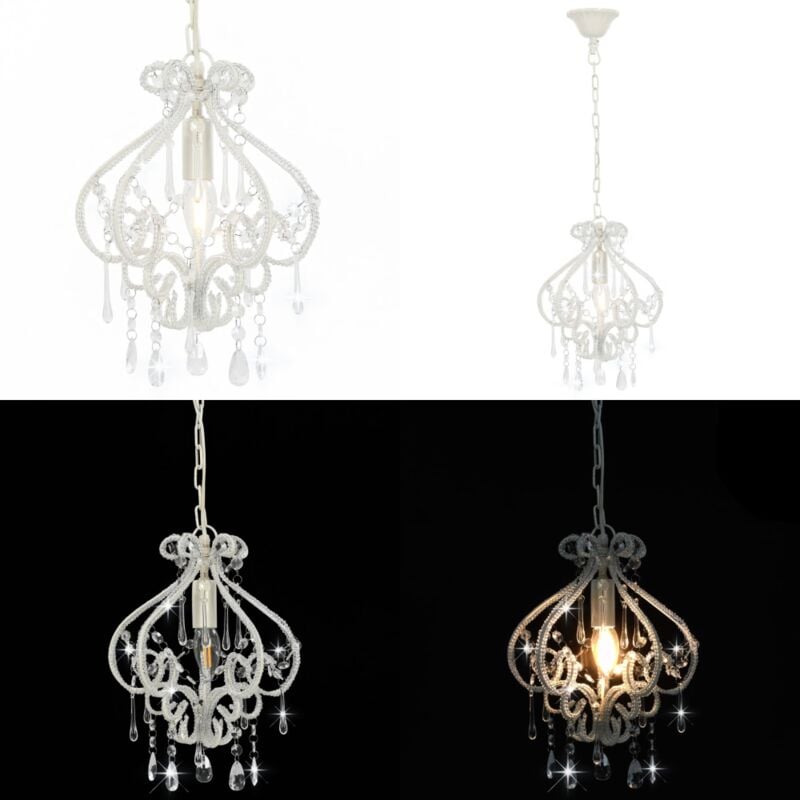 Vidaxl - Deckenleuchte mit Perlen Weiß Rund E14 - Dekorleuchte - Kristallleuchte - Pendelleuchte - Wohnzimmer Deko - Schlafzimmer Deko - Home & Living