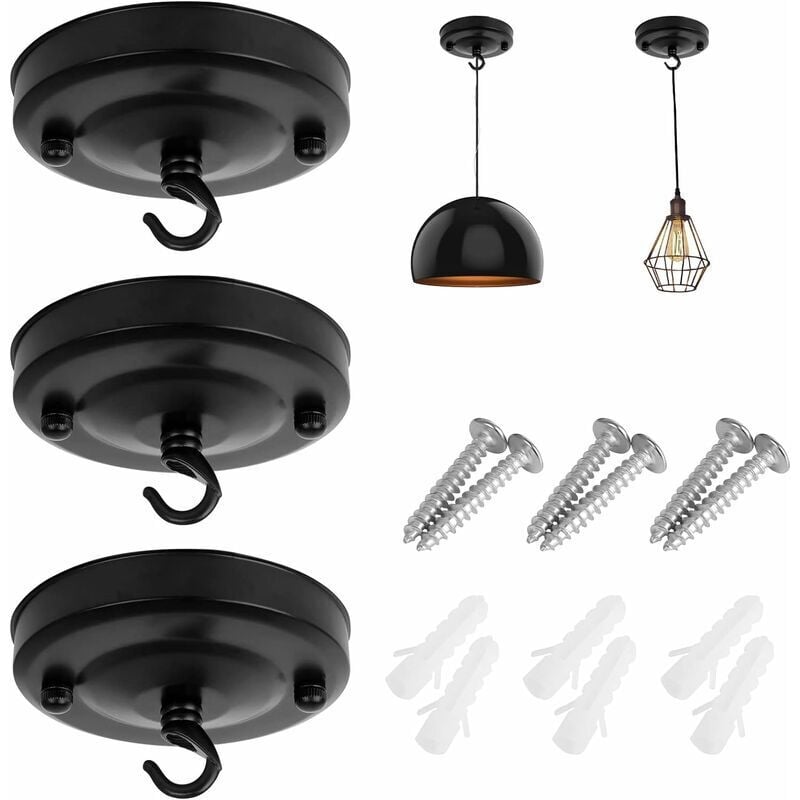 Ontway - Deckenrosettenhaken, 3 Stück Kronleuchter-Deckenplatte für Kronleuchter/Blumenkorb, Vintage-Kronleuchter-Deckenplatte mit passenden