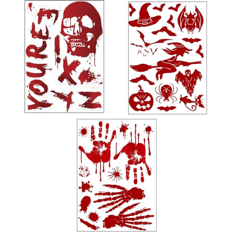 Fensterdekoration, Halloween Fensteraufkleber, Halloween Dekorationen Blutiger Fußabdruck, Halloween Blutige Aufkleber für Halloween Dekorationen, 3