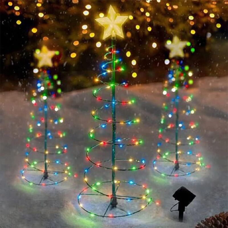 Solar-Weihnachtsdekoration für draußen, hochwertiger LED-Weihnachtsbaum aus Metall, kleiner künstlicher Weihnachtsbaum mit LED-Lichtern,