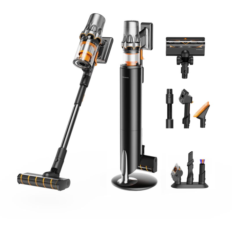 DEERMA T50W XT STATION Akku-Staubsauger mit 5-in-1 Station, 290 AW, Grünes Licht 18X, HEPA13 Filtration, TÜV Anti-Verwicklung, 100 Min Laufzeit