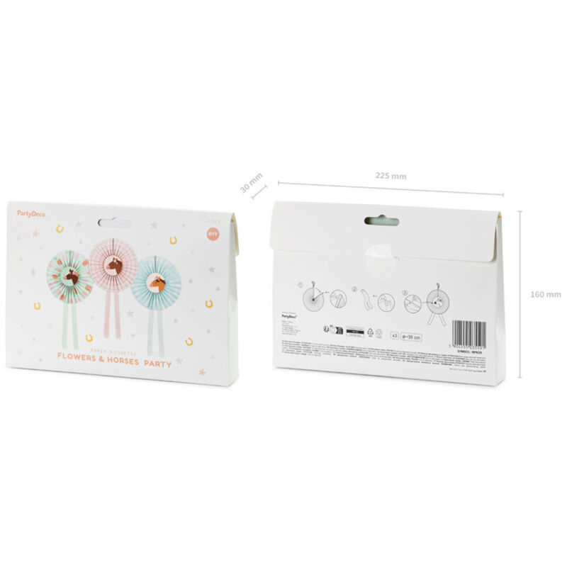 Deko-Rosetten Pferde, Mix, 35 cm (1 Pack / 3 Stk.)