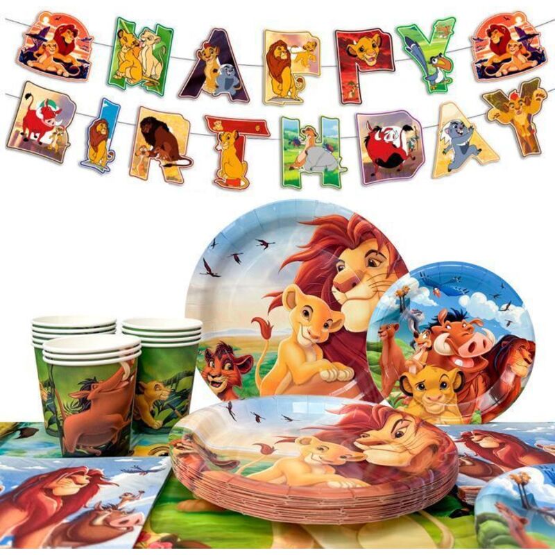 Geburtstagsdekoration - INBOXXARTY - König der Löwen - Geschirrset - Mehrfarbig - 16 Gäste